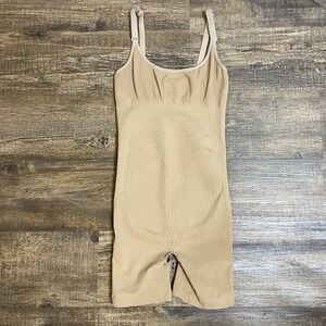 Women's XL Nude Seamless Shapewear Bodysuit Open Crotch Sculpting Compression